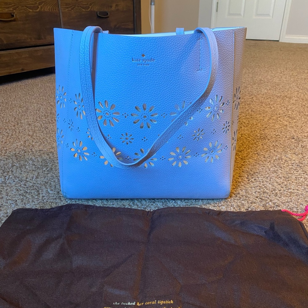 Well loved blue eyelet Kate spade bag